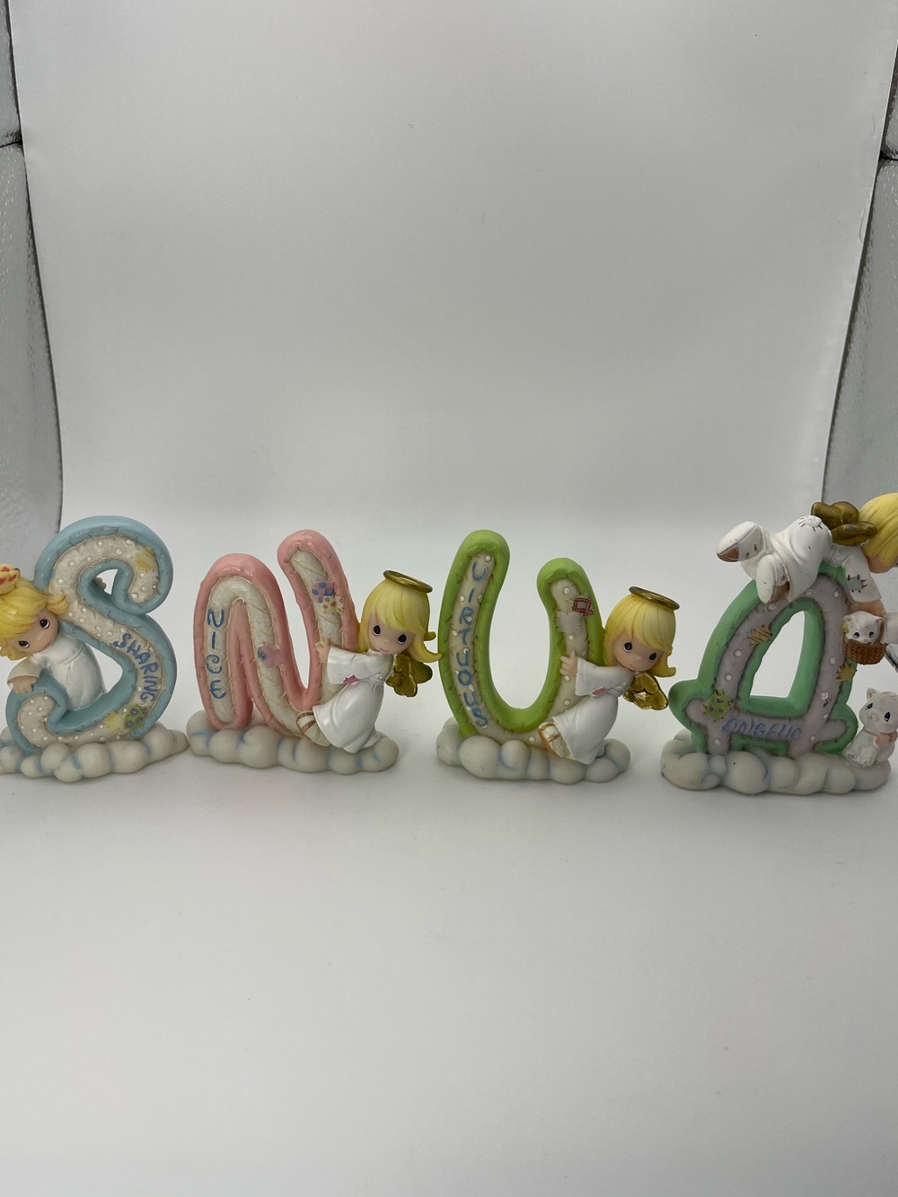 Precious Moments Assorted Letter Figurines “S,N,V, A”, - 2002 Enesco
